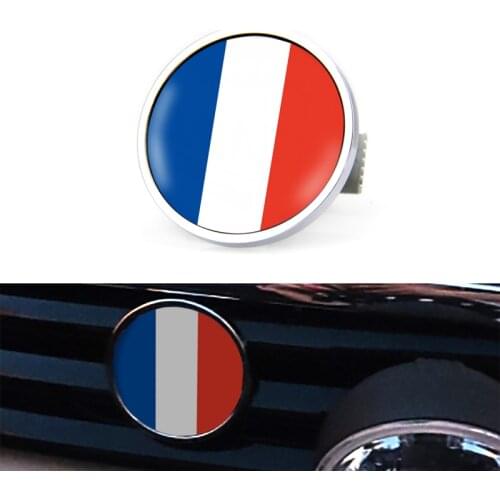 Car 3D Metal French Flag Blue White Red Front Grille Emblem Badge Sticker For Mini Cooper Mercedes Accessories