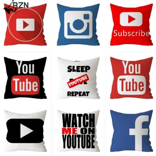 App Logo Decorative Polyester Pillow Case Youtube Facebook Throw Cushion Cover Square Sofa Pillow Cover Home Decoration 45X45CM