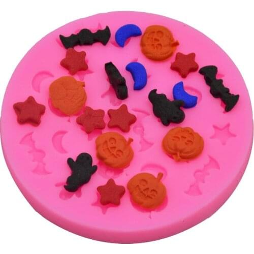 DIY Chocolate Cake Fondant Silicone Mold Halloween Pumpkin Five-pointed Star Bat Cake Decoration Tool Halloween Mold