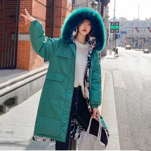 Double-sided wear parkas Women winter Down Cotton Outwear Lady Leisure style Jacket Pocket Hooded Warm Coats Chamarras De Mujer