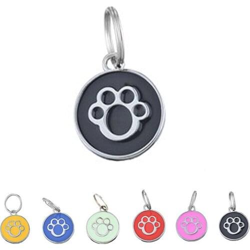 1PCS Paw Pet Tag Zinc Alloy Enameled Engravable Dog ID Tag Cat Personalized Tag Pet Necklace Collar Puppy Accessories