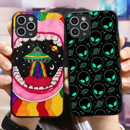 Aesthetics Cartoon alien space Soft Silicone Phone Case Cover Shell For iPhone 11 12 Pro Max 6s 7 8 Plus X XR XS MAX case Coque