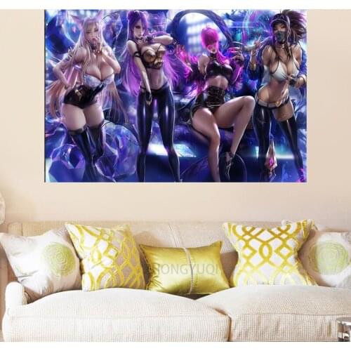 2021yearCanvas painting wall art LOL Animation Figure Posters Hero Kasa Evelyn Ari Ghost Dancer Sexy Young girl
