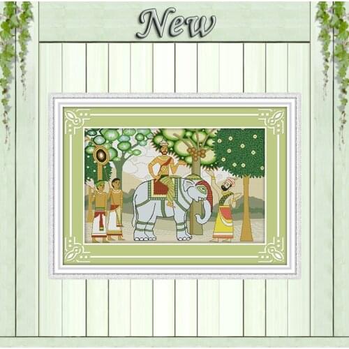 South Asia amorous feelings elephant painting counted print on canvas DMC 14CT 11CT Cross Stitch Needlework Sets Embroidery kits