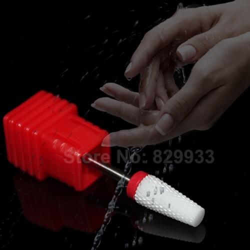 Ceramic Nail File Drill Bit Beauty Care Manicure Pedicure Nail Salon Electric Machine Cutter Tool 3/32'' Umbrella T White Fine