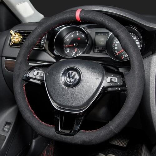 For Volkswagen Lavida plus Bora Lamando Golf Magotan Sagitar polo Tylcin hand stitched steering wheel cover leather grip cover