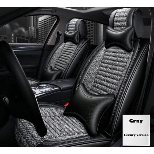 Leather Flax Universal car seat cover for Mercedes Benz W203 W210 W211 AMG W204 C E S CLS CLK CLA SLK A20 Car-Styling sticker