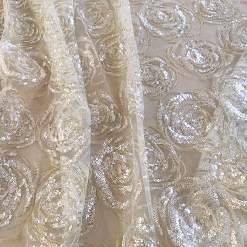 New golden sequins rose flower lace fabric wedding dress veil accessories