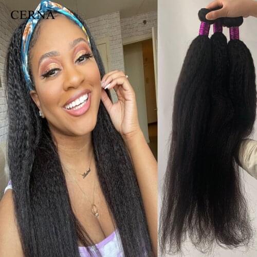 Cerna Kinky Straight 26 28 30 32 34 36 38 40 inches Virgin Hair Weave Bundles 100% Unprocessed Human Hair Extensions Wholesales