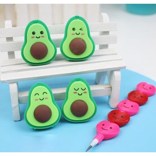 Student Eraser Creative Cartoon Fruit Eraser Cute Avocado Shape Eraser Korean Stationery Childrens Prize Gift School Supplies