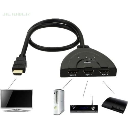 Mini 3 Port HDMI Splitter Adapter Cable 1.4b 1080P Switcher HDMI Switch 3 in 1 out Port Hub for HDTV Xbox PS3 PS4 100pcs/lot