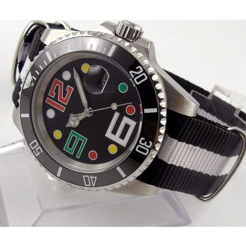 40mm Sterile Dial Sapphire Glass Miyota Nylon Strap Date Window Automatic Movement Self Winding Mens Watch