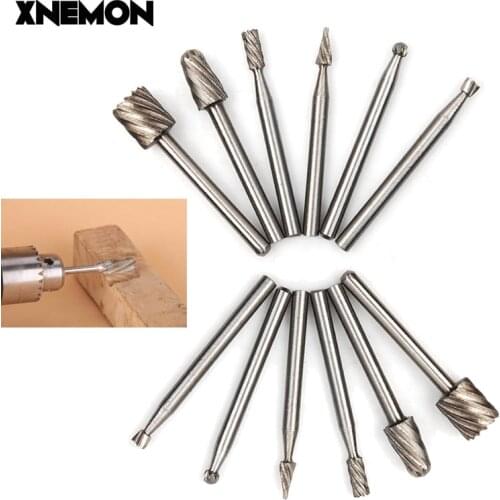 Newest 12pcs/Set 1/8" Shank HSS Router Bit Rotary Burrs File Set Dremel Milling Drill Cutter