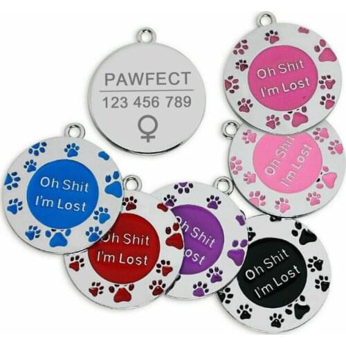 Oh i'm lost Pet ID Tag Stainless Steel Pet Collar Free Engraving Accessories Necklace Decorative