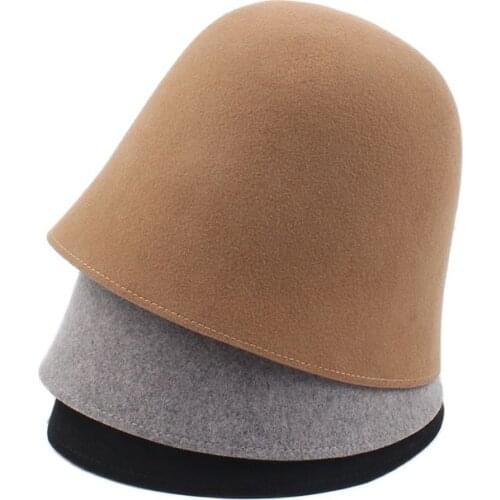 Autumn Wool Bucket Hats Women Fashion High Quality Bucket Caps Solid Simplicity Hat Caps For Lady