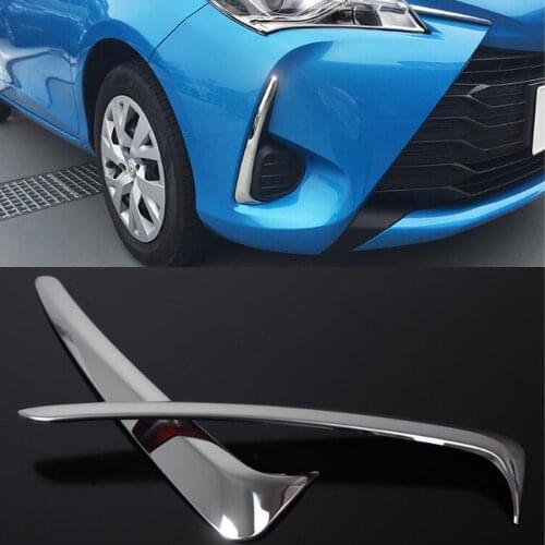 For Toyota Yaris Vitz 2017 2018 2019 Stainless Steel Front Fog Light Cover Strip Bumper Accessories Trim