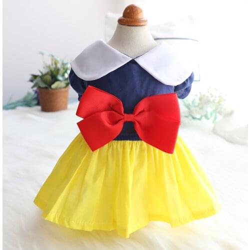 White Snow Princess Dress Dog Clothes Skirt Dogs Clothing Pet Outfits Thin Thermal Summer Winter Yorkies Yollow Girl Mascotas