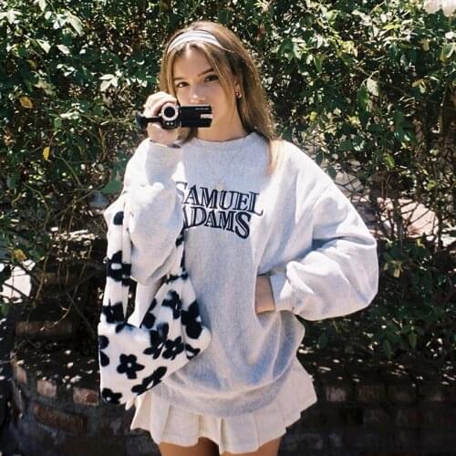 Plush Underarm Bag Fashion Flower Shoulder Bag Portable Autumn Winter Plush Underarm Bag Handbag for Outdoor Shopping Traveling