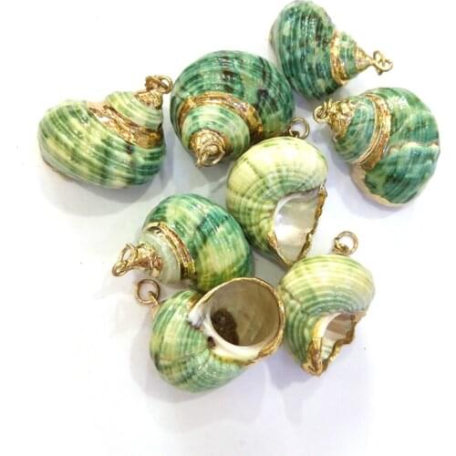 5Pcs/lot Natural Shell Pendants Green Shell Conch Pendant Charms For Jewelry Making DIY Accessories Fit Necklace Earrings