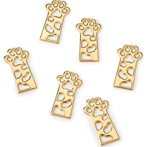 10pcs Cat Paw Open Back Bezel Pendants Charms for UV Epoxy Resin Jewelry Making DIY Necklace Keychains Accessories Mixed Color