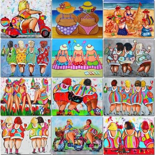 Full Square/Round 5D Diy Diamond Painting Cartoon Sexy Fat Girl Lady Diamond Embroidery Cross Stitch Diamond Mosaic Gift