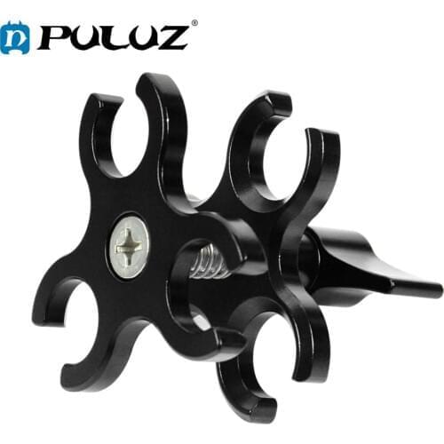PULUZ Triple Ball Clamp Diving Camera Bracket CNC Aluminum Spring Flashlight Clamp for Diving Underwater Photography System