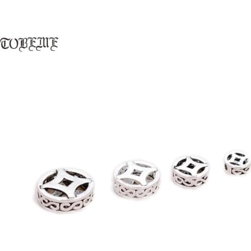 Real 925 silver jewelry Spacers jewelry Beads 925 sterling coin-symbol Spacers jewelry findings Lucky symbol Beads
