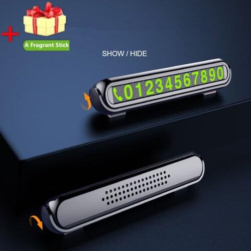 Luminous Car Temporary Parking Card Phone Number Plates Air Perfume Freshener Press Rotation Hidden Car Styling Auto Accessories