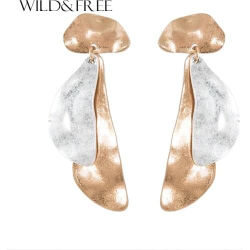 2018 Punk Simple Drawing Jewelry Mix Color Double Irregular Geometry Metal Drop Earrings Women Vintage Brincos Femme Accessories