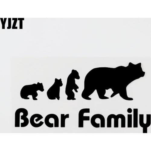 YJZT 14.3CM×7.4CM Funny Decal Animal Bear Family Vinyl Motorcycle Car Sticker Black/Silver 8C-0434