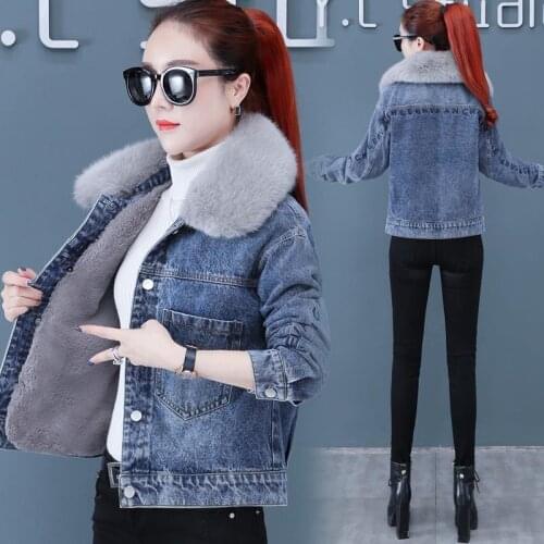 Cashmere Denim Jacket Womens Short 2020 New Autumn And Winter Thickened Cotton Jacket Detachable Casual Cotton Jacket