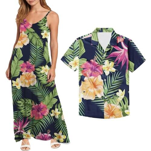 Hycool Custom Polynesian Tribal Clothing Sleeveless Maxi Dresses Women Long Loose Plus Size Summer Dresses Match Men Print Shirt