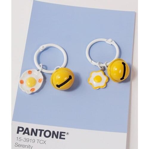 1pc Fried egg bells hang key key chain car key key rings very cute Llavero