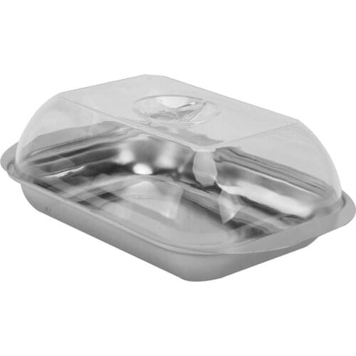 1Pc Stainless Steel Butter Plate Simple Beef Tallow Dish Storage Plate With Lid Kitchen Butter Storage Tray