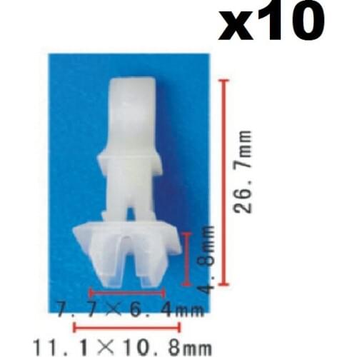 10 Pieces Trim Panel Clip for FORVW Audi Black Nylon Total Height 26.7mm