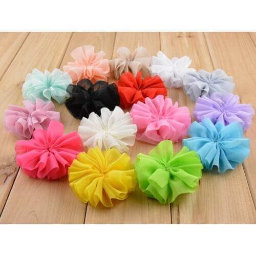 120pcs/lot 7CM DIY Solid Chiffon Ballerina Hair Flower For Girl Accessories Artificial Fabric Flowers