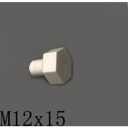 2pcs M12x15mm Hexagon Screw Ceramic Insulated Bolt High Temperature Corrosion Resistance Zirconin