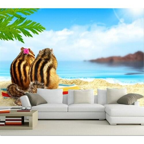 Custom 3D murals,Coast Chipmunks Two Animals papel de parede,the living room sofa TV wall bedroom background wallpaper