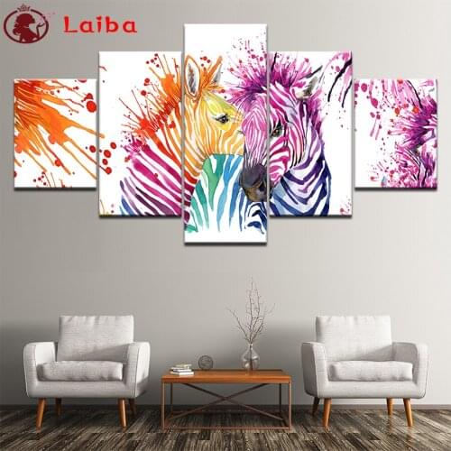 5d diamond painting Colorful horse, companion drill diamond embroidery diamond mosaic view DIY rhinestone painting home art5pcs