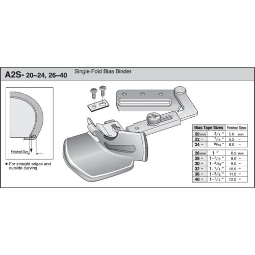 A2S LOCKSTITCH BIAS BINDER , BORDEURS DE BIAIS , RIBETEADORES DE BIES FOR PFAFF BROTHER CONSEW JUKI SEIKO SINGER SIRUBA
