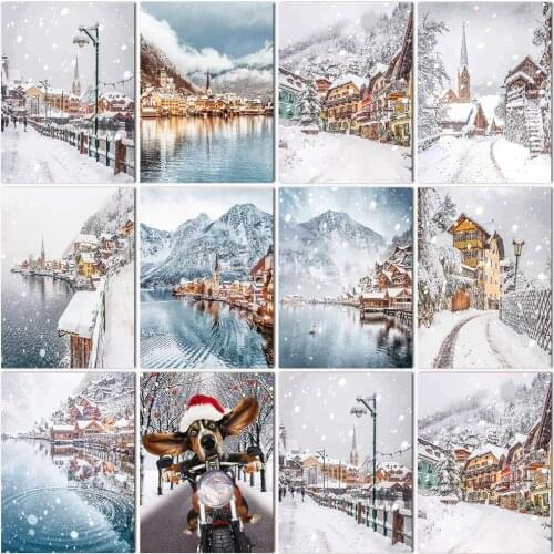 Full Square/Round Drill 5D Diy Diamond Painting Winter Landscape 3D Diamond Embroidery Cross Stitch Rhinestone Mosaic Home Decor
