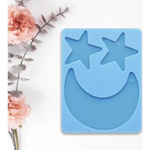 13MC Keychain Epoxy Resin Mold Shiny Star Moon Shape Keyring Pendant Silicone Mould