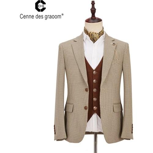 2020 Cenne Des Graoom New Men Suits Vest Blazer Pants Tailor-Made For Winter Costume Business Casual Groom Wedding Party M5-2