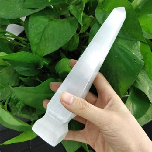 Natural White Selenite Pyramid Arrange Ushering Tower Gypsum Minaret Ornaments