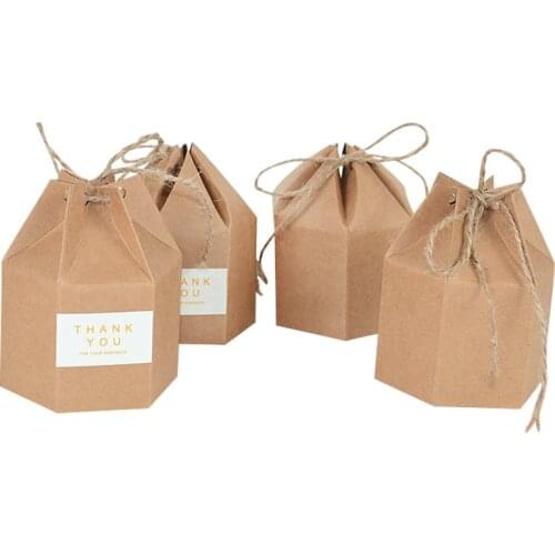 10pcs Thank You Packaging Boxes Kraft Paper Gift Box Candy Boxes Cardboard for Baby Shower Birthday Wedding Christmas Party