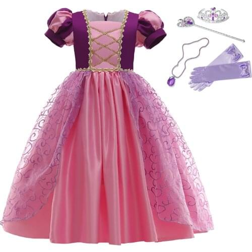 Little Girl Sophia Princess Dress Kids New Year Party Costume Puff Sleeve Mesh Ball Gown For Children 2-10T