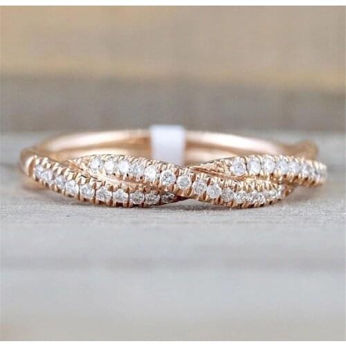 Fashion Vintage Rings For Women Wedding Jewelry Zirconia Twist Gold Color Ring For Lady Girls Gift Bridal Accessories