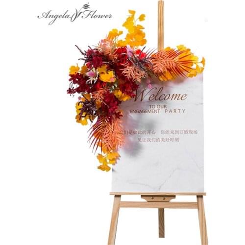 Custom road guide artificial flower garland wedding welcome area sign decor flowers row party cornor flower wall floral bouquet