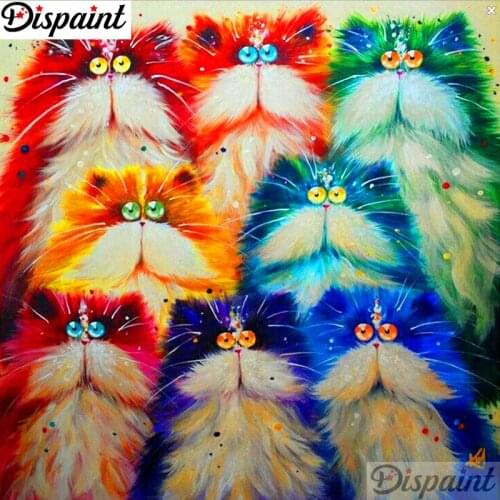 Dispaint Full Square/Round Drill 5D DIY Diamond Painting "Cartoon cat scenery" 3D Embroidery Cross Stitch 5D Home Decor A11749