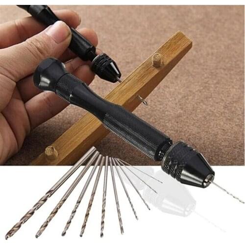 11 pieces of 0.6-3.0mm electric hand drill set, jewelry craft hand drill HSS mini twist drill